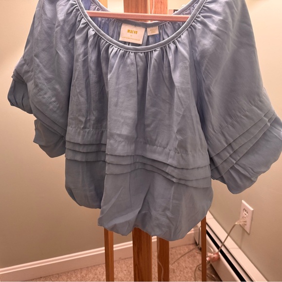 Anthropologie Maeve Short Sleeve Bubble Tiered Top - Picture 5 of 8